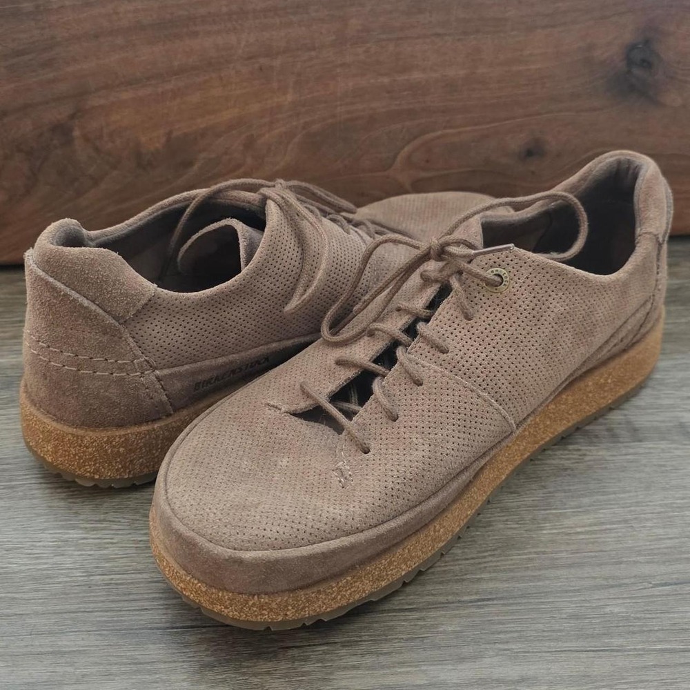Birkenstock Honnef Light Gray Taupe Suede Sneakers Size 40L 9W 7M Low Top
